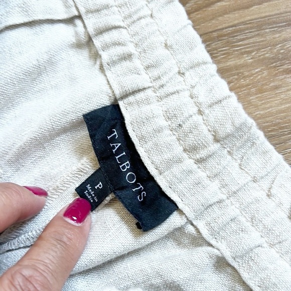 100% Linen Relaxes Beige Talbots Drawstring Pants - Picture 9 of 15